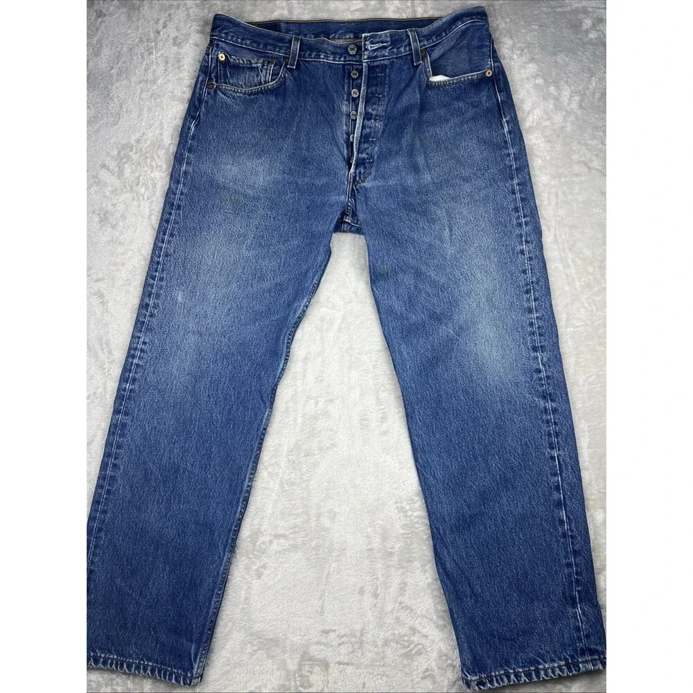 Levi’s 501 Jeans Mens 38x30 Blue Button Fly Straight Leg WPL 423 Vintage Denim